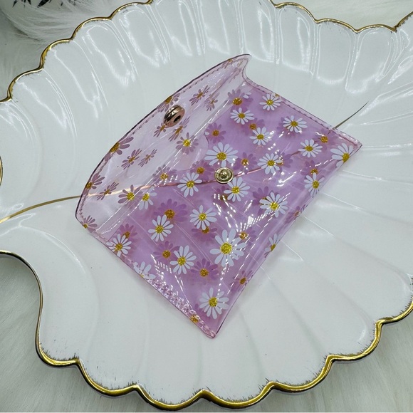 Florals Clear Card Case Wallet in Purple - Picture 4 of 7